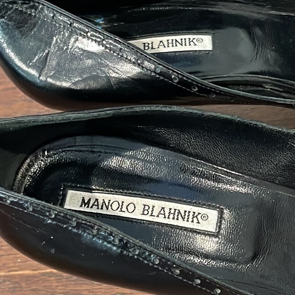 MANOLO Blahnik Black Peep Toe Pumps Size 39/9 - Picture 4 of 8